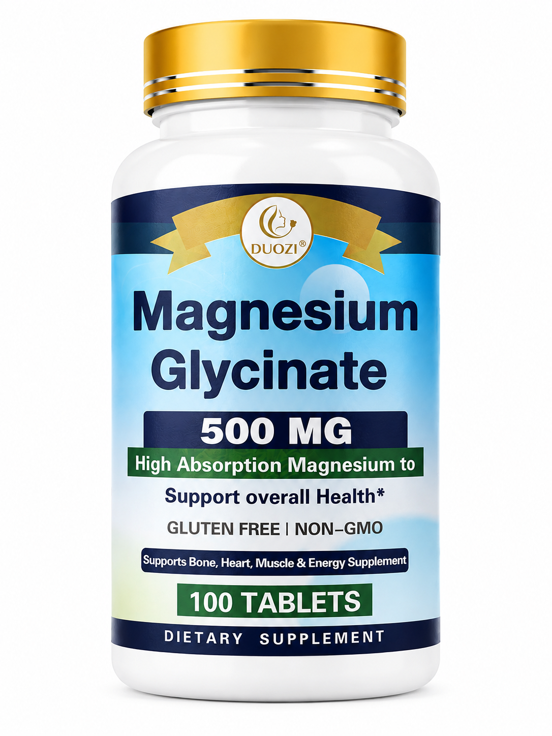 DUOZI Magnesium Glycinate 500 mg – High Absorption Magnesium Supplement | 100 Tablets