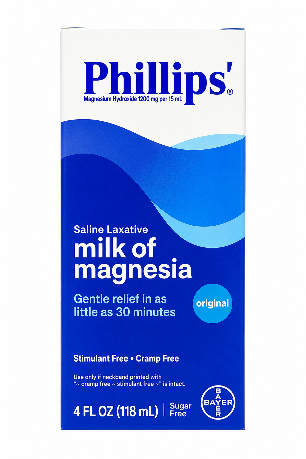 Phillips' Milk of Magnesia Original Saline Laxative Stimulant Free Sugar Free - 4 FL OZ 118mL