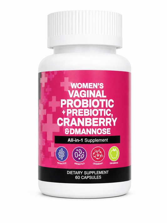 Women's Vaginal Probiotic + Prebiotic, Cranberry & D-Mannose All-in-1 Supplement - 60 Capsules