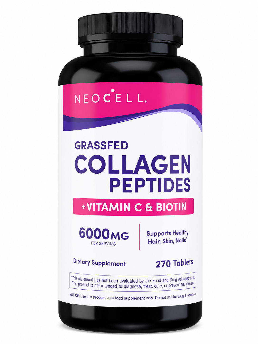 NeoCell Grassfed Collagen Peptides + Vitamin C & Biotin 6000mg - 270 Tablets