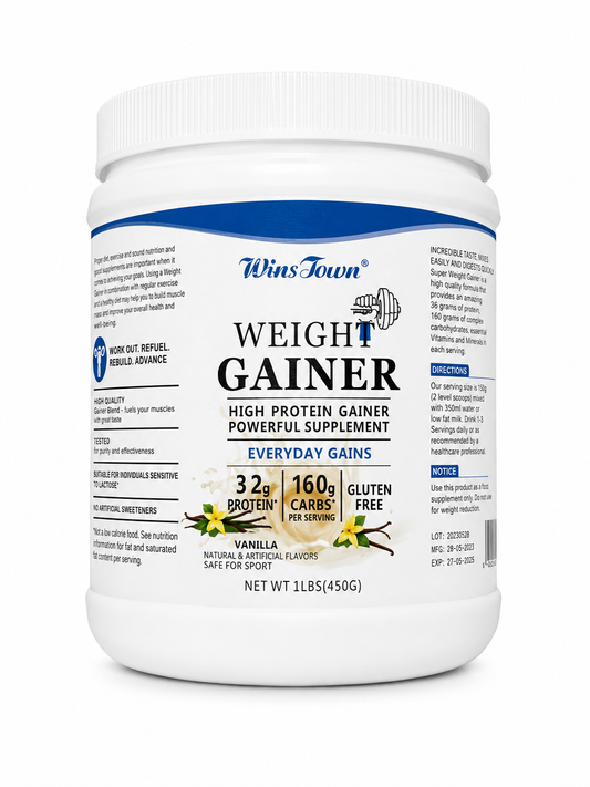WinsTown Weight Gainer High Protein Powerful Supplement Vanilla - 1LBS 450g
