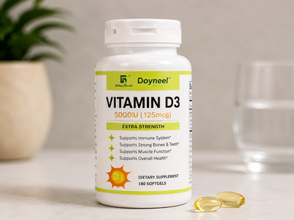Daynee Vitamin D3 5000 IU (125mcg) Extra Strength – 180 Softgels | Immune, Bone & Muscle Support