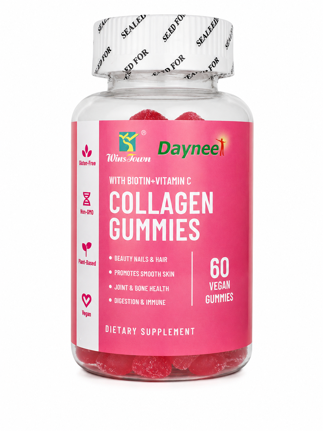 WinsTown Daynee Collagen Gummies with Biotin & Vitamin C – 60 Vegan Gummies