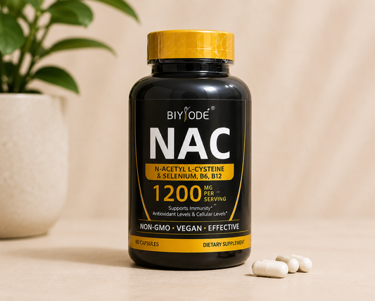 BIYODE NAC 1200mg – N-Acetyl L-Cysteine with Selenium, Vitamin B6 & B12 | 60 Capsules