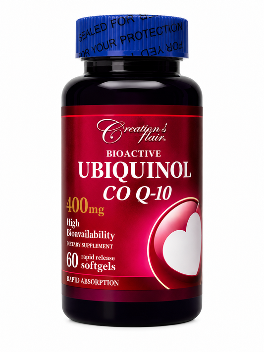 Creation's Flair Bioactive Ubiquinol CoQ-10 400mg High Bioavailability - 60 Rapid Release Softgels