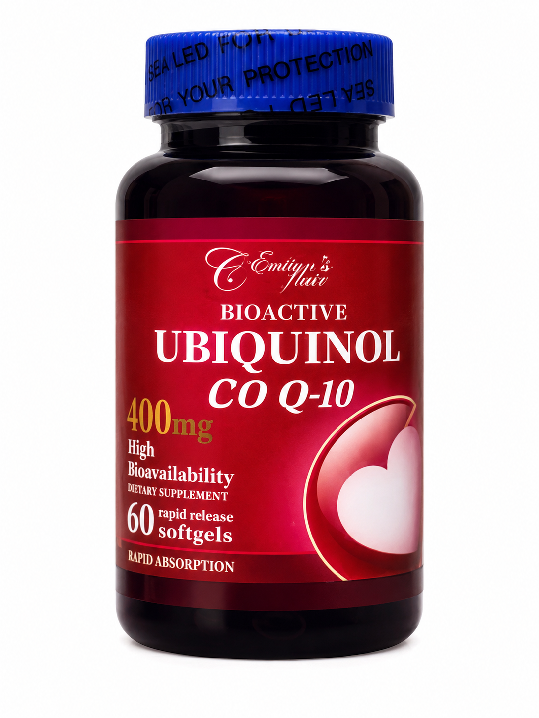 Emily's Nutr Bioactive Ubiquinol CoQ-10 400mg High Bioavailability - 60 Rapid Release Softgels
