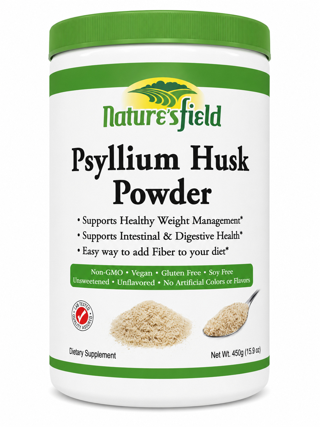 Nature's Field Psyllium Husk Powder Non-GMO Vegan Gluten Free - 450g 15.9oz