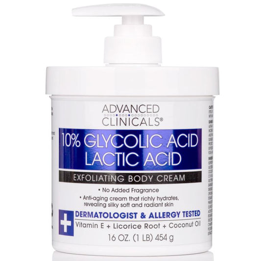 Advanced Clinicals 10% Glycolic Acid + Lactic Acid Body Cream