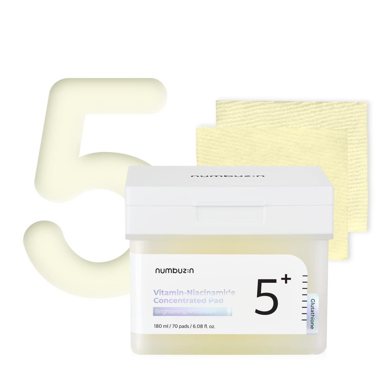 numbuzin No.5+ Concentrated Toner Pad with Glutathione & Niacinamide, 180ml/70pads