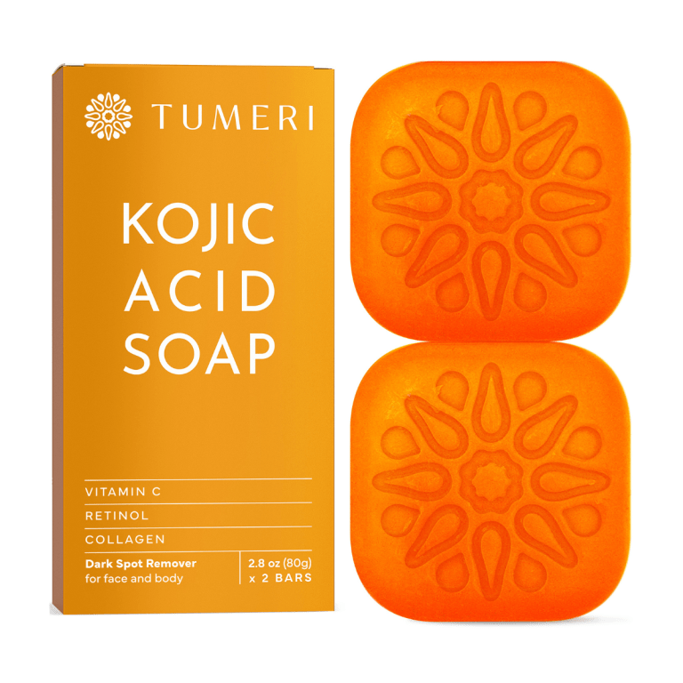 Tumeri Kojic acid + Tumeric Face & Body Soap with Retinol & Collagen, Pack of 2